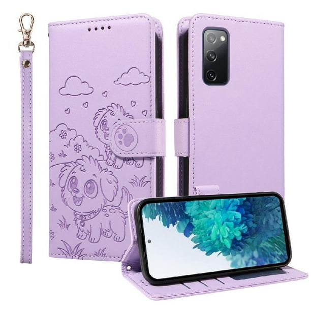 Funda Cartera GANGXUN con Diseño de Perrito en Relieve para Samsung Galaxy S20 FE , Protección 360° con Ranuras y Correa Desmontable