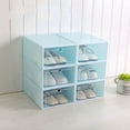 thumbnail image 3 of Plastic Shoe Boxes with lids Stackable Floding DIY Shoe Drawers Storage Container Clear Organizers for Home School Office Living Room (Small),Blue, 3 of 7