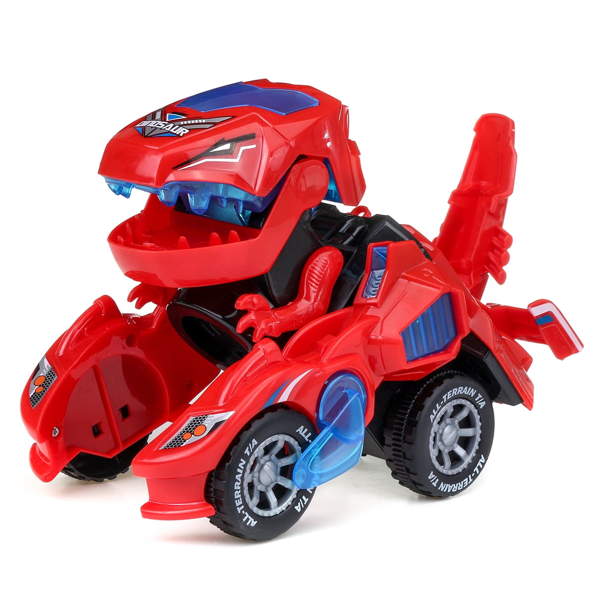 Toy Car Transforming Dinosaur Robot Car Toy LED Light & Music Toys Xmas Gifts US 