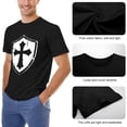thumbnail image 6 of Knights Templar Trendy Men's Cotton Short Sleeve HD Print Tee for Casual T-Shirt Crew Neck Top Black 2XL, 6 of 7