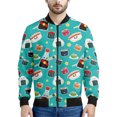 thumbnail image 3 of Chaqueta bomber con estampado 3D de rollos de sushi japoneses para hombres y mujeres, sudadera de gran tamaño, camisetas de primavera y otoño, chaquetas con cremallera de manga larga, 3 of 5
