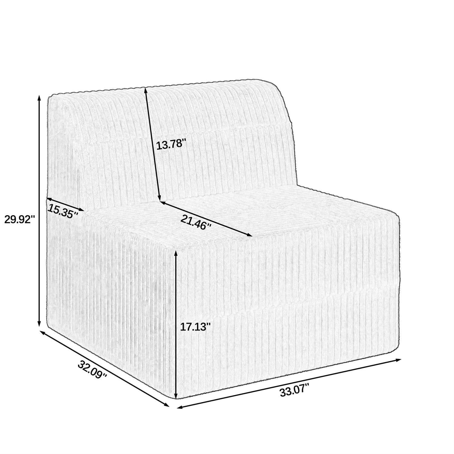 Demi Bonn 130" L-Shaped Modular Sectional Sofa, Modern Minimalist Style DIY Compressed Corduroy Couch for Living Room & Bedroom, Black