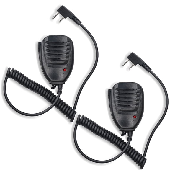 Walkie Talkie Microphone, 2 Pin Radio Mic with Shoulder Clip, Compatible with UV-5R, UV-82, Kenwood, 2 Pack