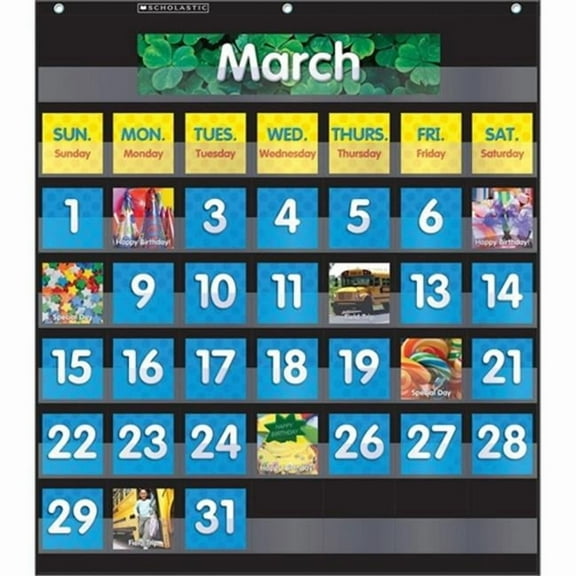 Scholastic Teaching Resources  Pocket Chart Monthly Calendar, Black