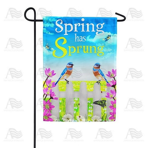 America Forever Spring has Sprung Garden Flag 12.5 x 18 inches Double Sided Hello, Bluebird, Butterflies, Dragonflies, Colorful Flowers - Seasonal Yard Lawn Outdoor Decorative Summer Flag