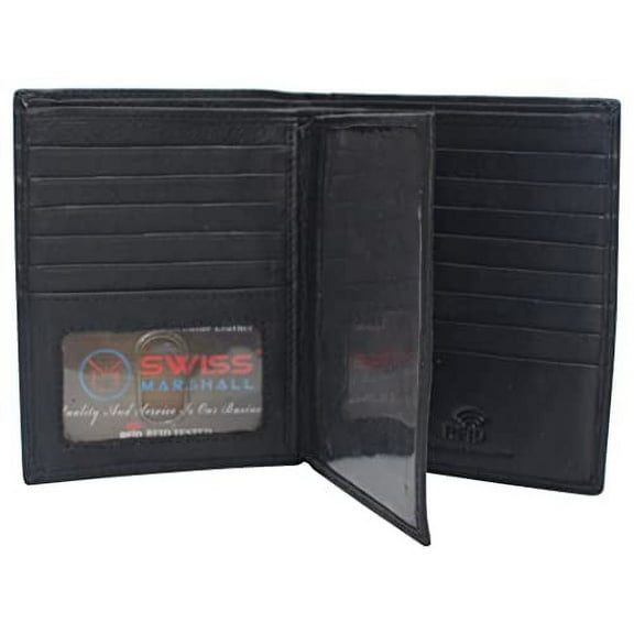 Marshal Bifold Genuine Leather RFID Blocking Wallet For Men Card Slots, 2 Bill Compartments, ID Windows, Money,
