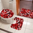thumbnail image 5 of Abstract Wave Line Bathroom Rugs Set Black White Red Geometric Stripe Modern Non Slip Absorbent Soft Bath Mats 3 Piece Set with Bathroom Rug, U-Shaped Floor Mat, Toilet Seat Cover Small Size, 5 of 9