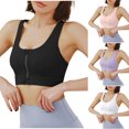 thumbnail image 7 of Lovskoo Women's 2024 Sports Bra Wireless Zip Front with Removable Pads Yoga Bra for Workout Fitness Purple, 7 of 7