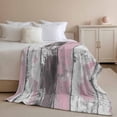 thumbnail image 2 of Throw Blanket for Couch Wood Grain Soft Fleece Flannel Blankets Cozy Lightweight Blanket for Home Sofa Living Room Pink Gray Bed Throws 40" x 60", 2 of 9
