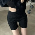 thumbnail image 2 of Women High Waist Knitted Shorts Women Winter Bottoming Shorts Knitted High Waist Elastic Solid Color Keep Warm Anti-exposure Shorts for Wear Home More, 2 of 5