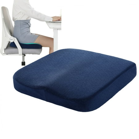 Bxaolu Memory Foam Seat Cushion Office Soft Seat Cushion Washable Cover Comfortable Cushion for Home Office Chair Pad Car Seat Wheelchair - Navy [15.75 x 15.75 x 2.2 ]