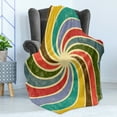 thumbnail image 4 of Groovy Soft Flannel Fleece Throw Blanket, Abstract Aged Vintage Inspired Nostalgic Spiral Infinite Circle Creative Art, Cozy Plush for Indoor and Outdoor Use, 60" x 80", Multicolor, by Ambesonne, 4 of 5