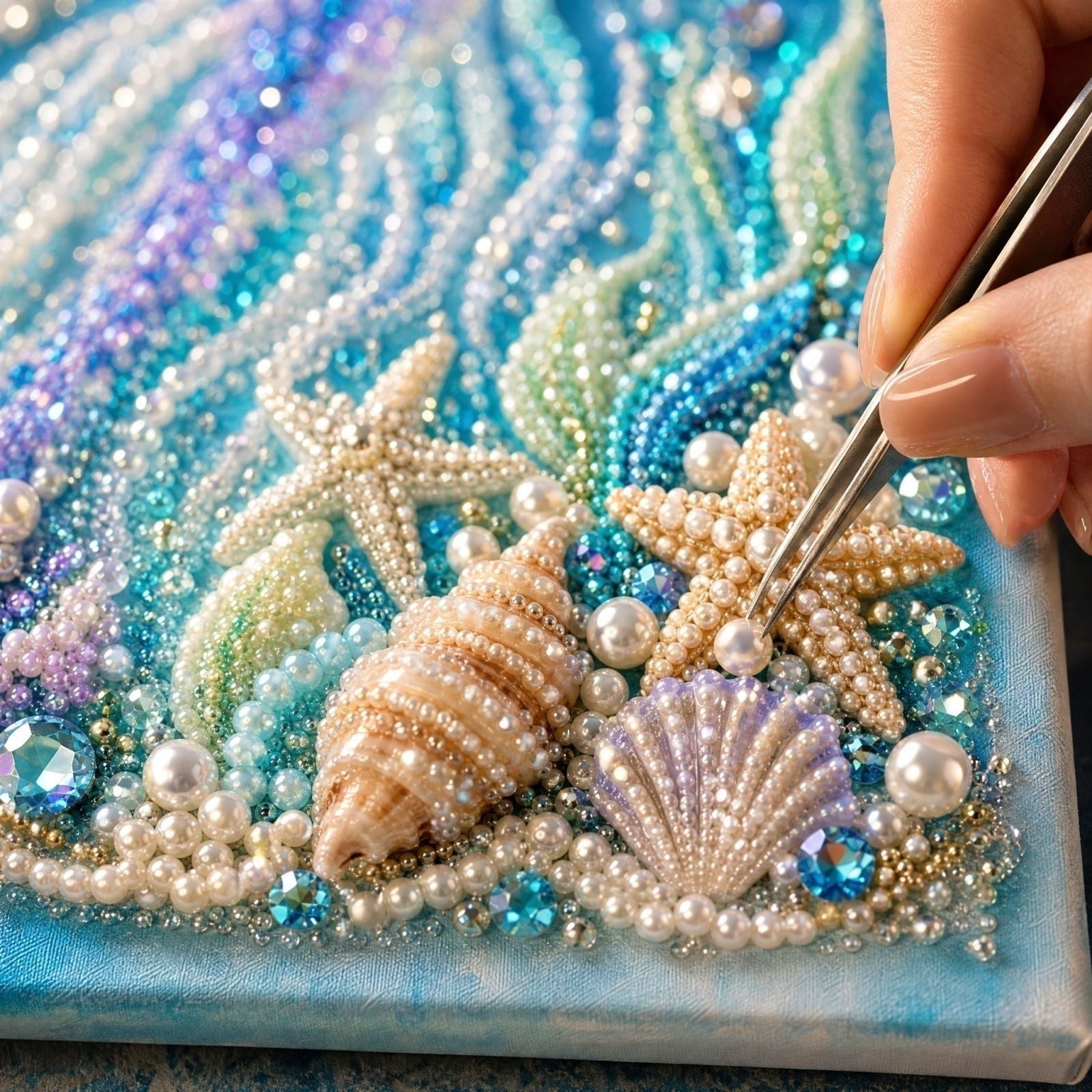 Under Sea Themed 5D Pearl Diamond Art Kit, Octopus Dolphin Turtle