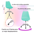 thumbnail image 3 of Set De 2 Sillas De Oficina Color Turquesa Komfort Estilo Eames Con Ruedas, 3 of 5