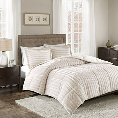 Duke Faux Fur Comforter Mini Set Champagne Full Queen