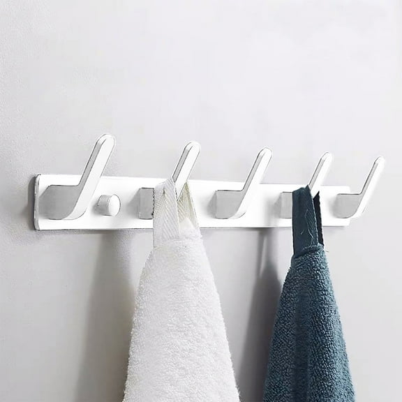 RKZDSR Heavy Duty Wall Mounted Coat Rack: 5 Hooks, Made of Stainless Aluminum. Metal Coat Hook Rail for Coats, Hats, Towels, Purses, Robes. Perfect for Mudroom, Bathroom, and Entryway
