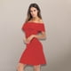 thumbnail image 5 of Mini vestido de fiesta ajustado con hombros descubiertos y volantes para mujer (rojo), 5 of 5