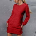 thumbnail image 5 of Tauxra Sweaters for Women,sweater Dress for Women,Women Solid Color Round Neck Long Sleeve Dress,Plush Mini Sweater,Dress for Women, 5 of 8