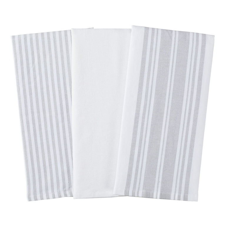 Grey Striped Kitchen Towels Set of 3