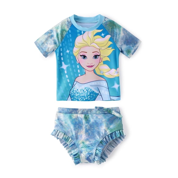 Disney Frozen Elsa Tankini de 2 piezas para niña pequeña con protección UPF 50+