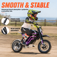 thumbnail image 3 of 36V Kids Electric Dirt Bike,Fast Speed Electric Motorcycle Up to 15 MPH & 10 Miles Long-Range, Twist Grip Throttle, Dual Suspension & Brakes for Kids Ride on Toys, Purple, 3 of 9