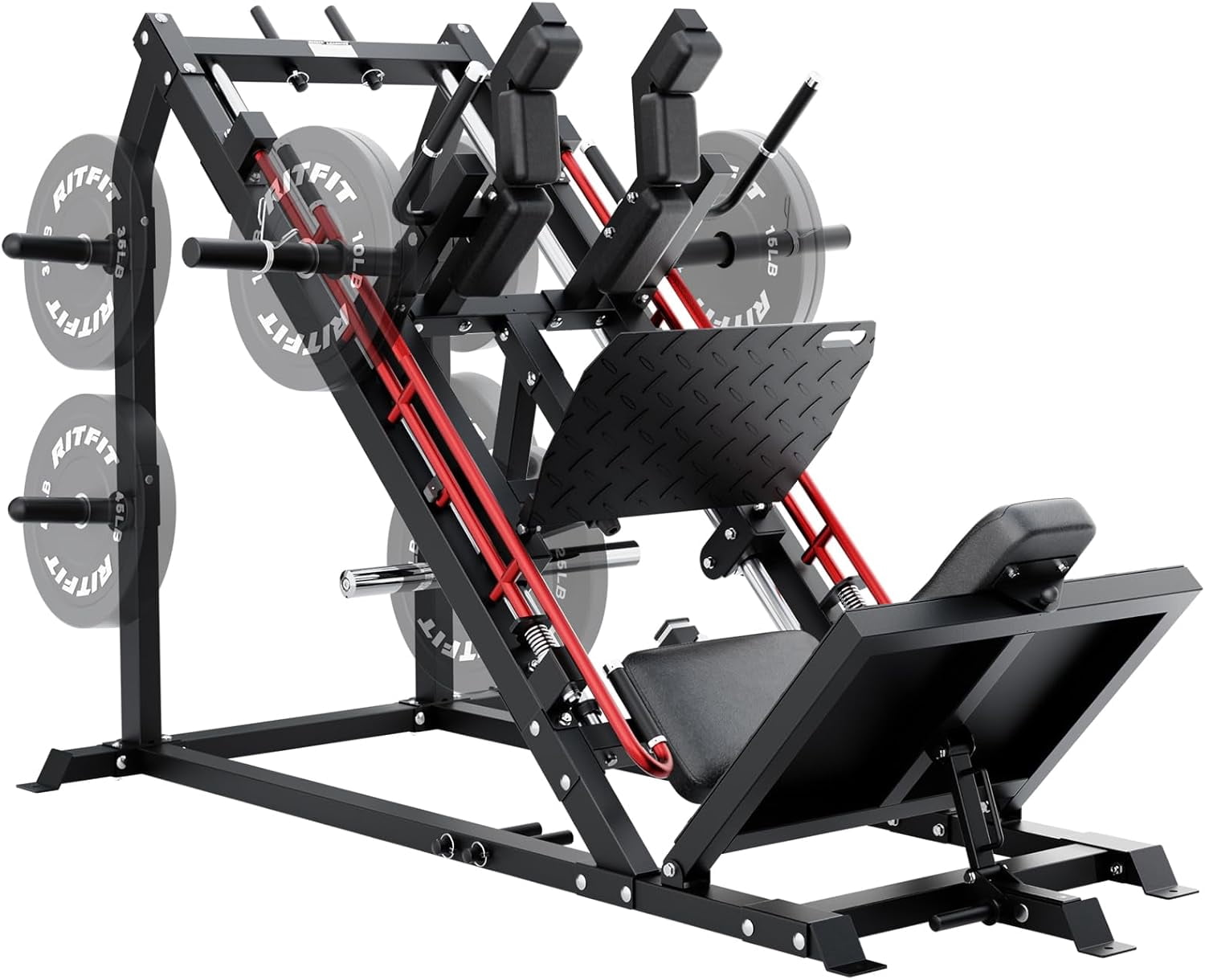 RitFit Gazelle Pro 3 in 1 Leg Press and Hack Squat Machine - High-Tensile Steel Leg Press Machine, 2000 lbs Capacity, Adjustable Angles, Hack Squat Machine with Weight Storage, for Home Gym (Red)