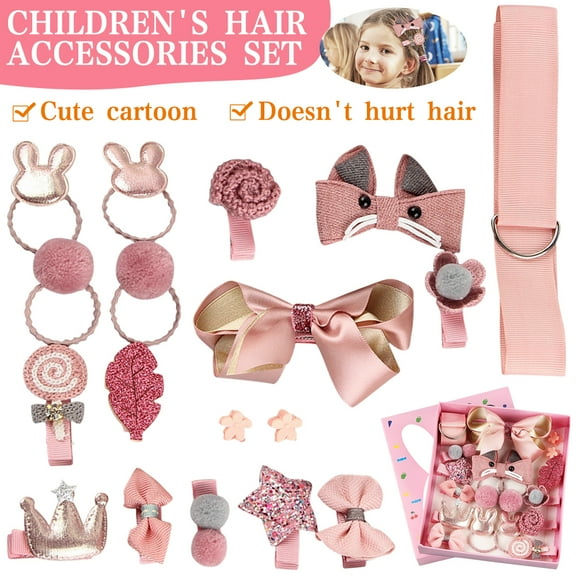 FZFLZDH 18 Pcs Baby Girl's Hair Clips Cute Mini Hair Bows Baby Elastic Hair Ties Hair Accessories Gift Set Ponytail Holder Hairpins Set For Infant Baby Little Girls Toddlers Kids Valentine's Day