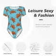 thumbnail image 6 of Daiia Turtle print Women's Crew Neck Short Sleeve Bodysuit Fashion Tops Fit Casual Basic Extender Bodysuit-Medium, 6 of 9