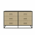 thumbnail image 4 of Novogratz Kelly 6 Drawer Dresser, Faux Rattan & Black Oak, 4 of 17