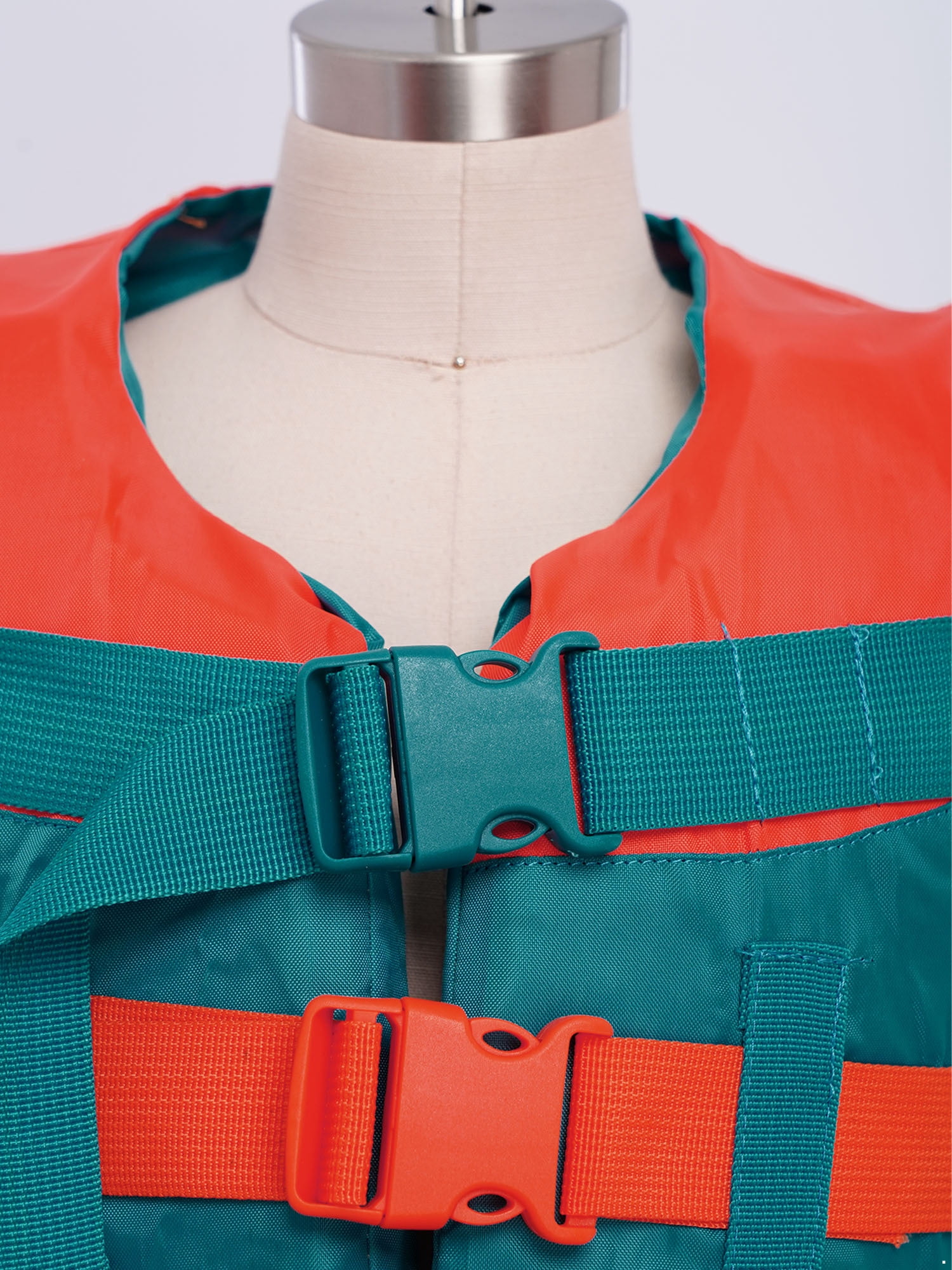 Haitryli Boys Girls Swim Life Vest Kids Color Block Buoyancy Jacket Fishing Snorkeling Water Sports Tops Teal Orange S