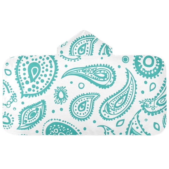 Green Swirls Abstract Hooded Beach Towel Kids Bath Towels Quick Dry for Pool Swiming 50" x 23.5" Microfiber Soft Bathrobe