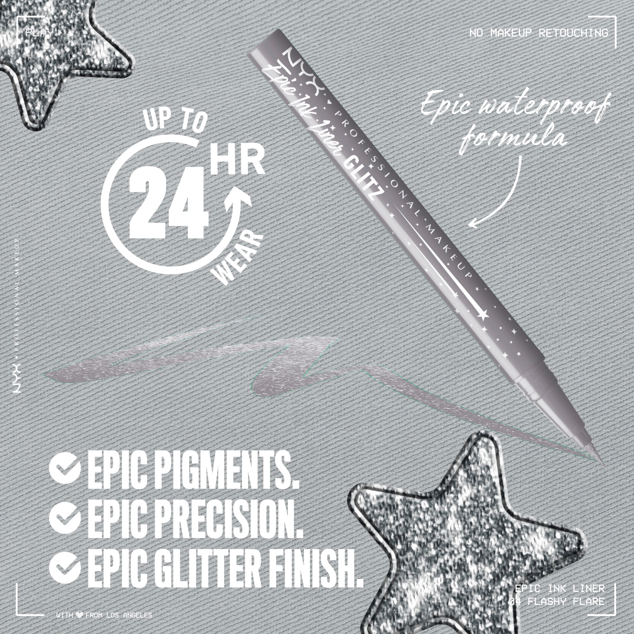 NYX Professional Makeup Epic Ink Glitz, Metallic Liquid Eyeliner, Denim Dazzle, 0.03 fl oz