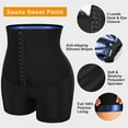 thumbnail image 4 of QRIC Sauna Shorts for Women High Waisted Sweating Capris Shorts Polymer Stretch Activewear Tummy Control Body Shaper Running Yoga Shorts Hook & Eye Closure (S-2XL), 4 of 6