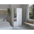 thumbnail image 6 of Miekor Furniture Wardrobe with 3 doors, one with mirror, two drawers, four shelves and hanging bar,White B5A1809, 6 of 7