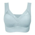 thumbnail image 6 of ManxiVoo Women's Satin Support Sports Bra 2 Pack Wireless Comfort Fit for Mature Users Lifting Effect Wide Back Design L Size Dark Blue, 6 of 7