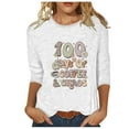 thumbnail image 2 of Lilgiuy 100 Days of School Shirts for Women,3/4 Sleeve Shirts for Women Colorful Letter Print Tees Blouses Kindergarten Teachers Tee Tops for Work Office (White,L), 2 of 4