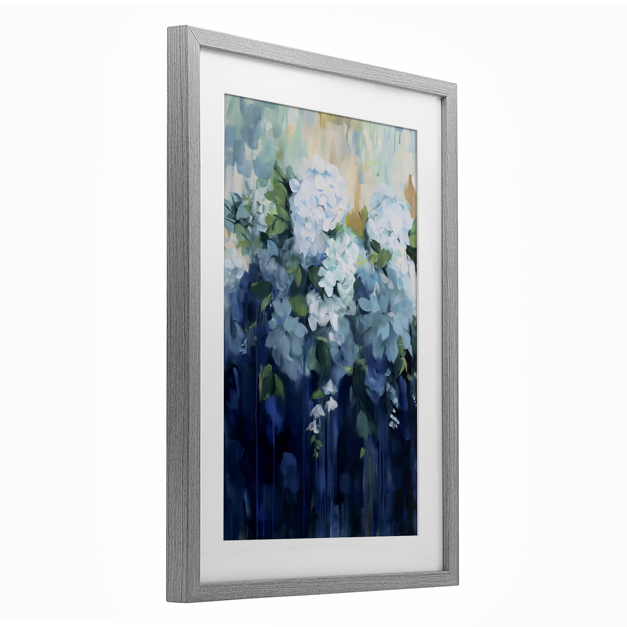 Stupell Industries Lush Blue Hydrangea Abstract Gray Framed Print Under Glass, design by Gina Kelly
