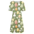 thumbnail image 4 of Women's Plus Size Easter Dresses Floral Print Short Sleeve Round Neck Loose Casual, 4 of 5