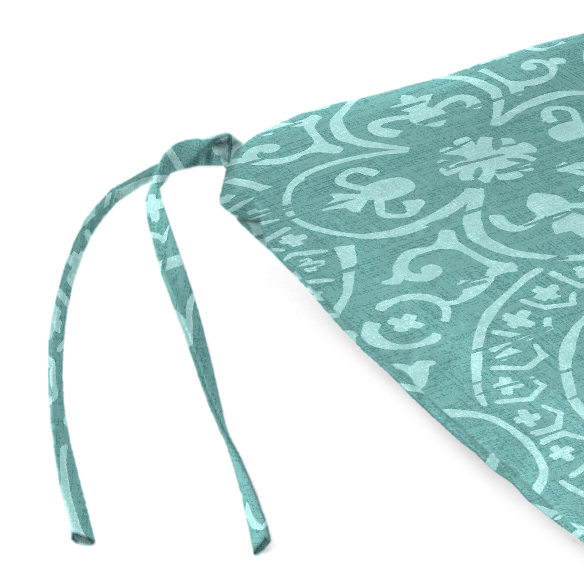 Jordan Manufacturing 18" x 19" Quasi Zinc Turquoise Geometric Rectangular Knife Edge Outdoor Chair Pad Seat Cushion with Ties