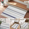 thumbnail image 5 of 2x3 Ft Entryway Area Rug, Gray Stripe Kitchen Rug Runner Washable Floor Mat, Modern Abstract Art Navy Blue Striped Rustic Non Slip Indoor Door Mat Throw Carpet for Bathroom Living Room Bedroom, 5 of 8