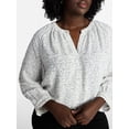 thumbnail image 4 of Terra & Sky Women's Plus Size Button Blouse with 3/4-Length Sleeves, Sizes 0X-5X, 4 of 5