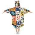 thumbnail image 2 of FORMRS Wearable Blanket Hoodie with Sleeves for Kids Cozy Flannel Sweatshirt, Floral Patterns, 2 of 7