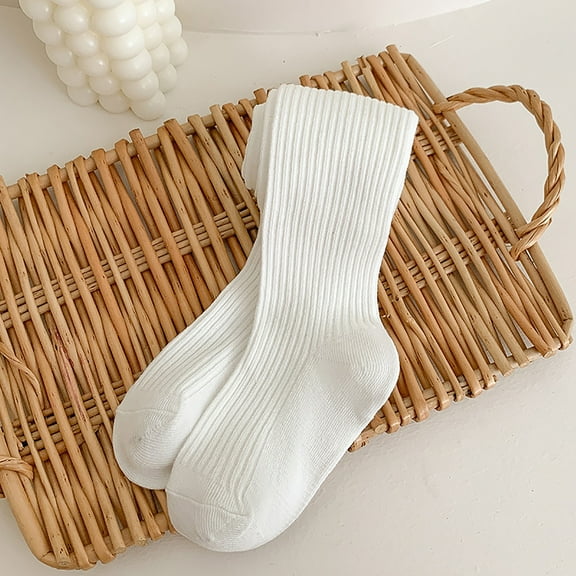 No Show Socks Boy Girl's Tights Winter Elastic Warm Pantyhose Children's Bottom Socks and Pant (3-8 Years Old) Soccer Sleeve Socks White S