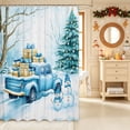thumbnail image 2 of Erosebridal Christmas Truck Shower Curtain 72Wx72L,Winter Scene Bathroom Curtain,Light Blue, 2 of 6