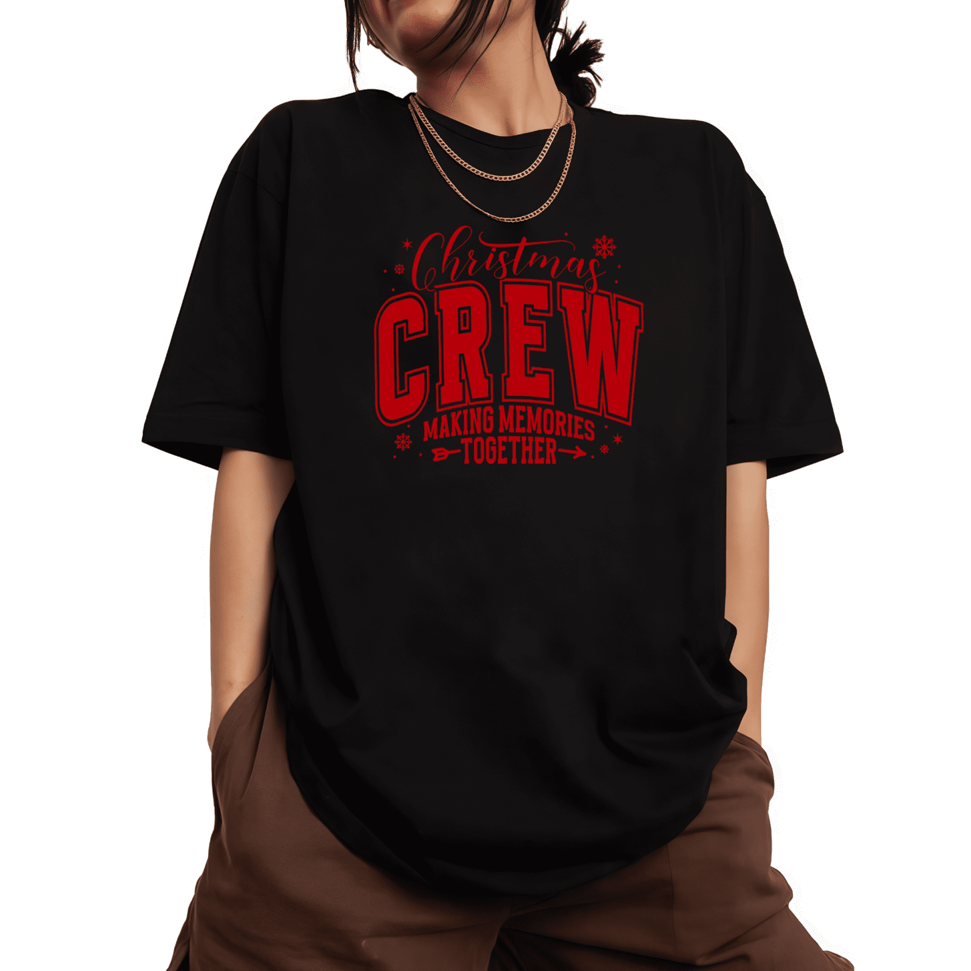 Classic Varsity Crew T-Shirt | Simple Red Christmas Graphic Tee | Team Gift