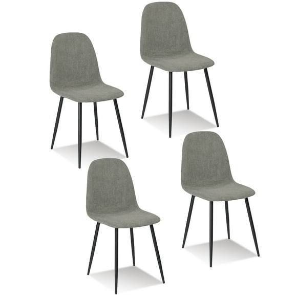 Juego de 4 Sillas de Comedor HOMEMAKE FURNITURE Gris Asiento de Felpa Tubo de Metal Escandinavo Minimalista