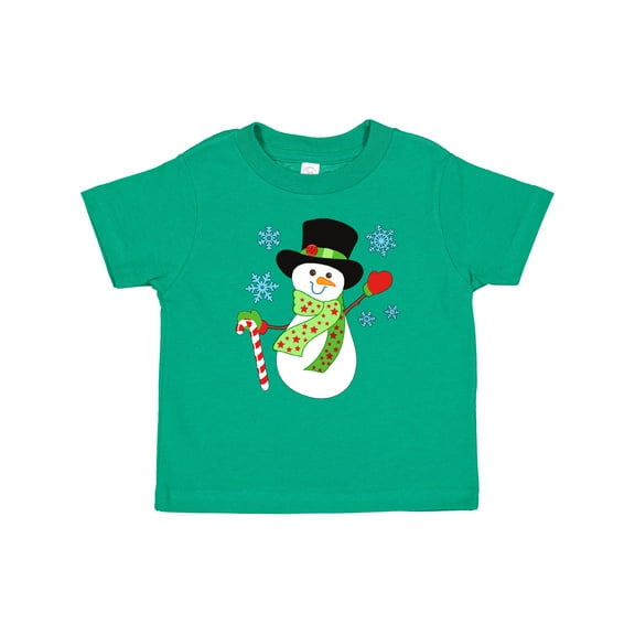 Inktastic Christmas Snowman in Top Hat with Candy Cane Boys or Girls Baby T-Shirt