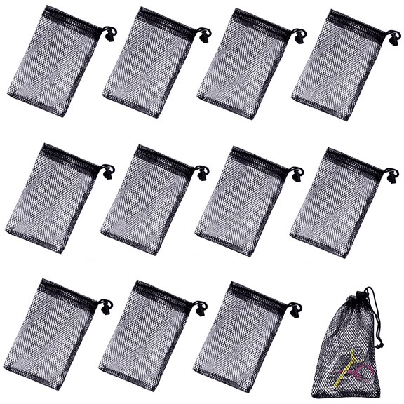 GASTROPOD 12Pcs Small Mesh Bags Nylon Mini Storage Mesh Drawstring Bags for Travel Stuff Organizing Nylon Small Mesh Bags (6 X 4 Inch)