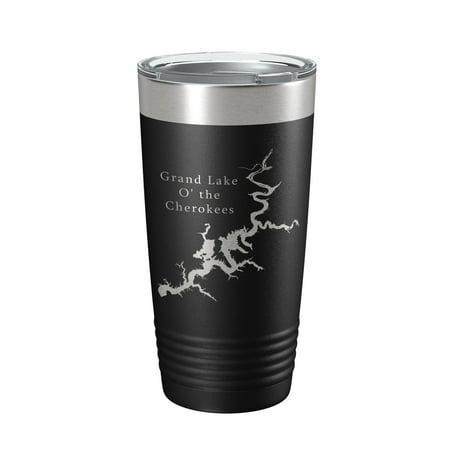 

Grand Lake O the Cherokees Map Tumbler Travel Mug Insulated Laser Engraved Coffee Cup Oklahoma 20 oz Black