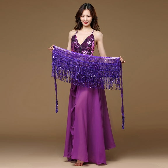 Tejiojio Winter Scarf Clearance Women Belly Dance Costume Belt Skirt Hip Wrap Outfit Sequins Tassels Bead Scarf